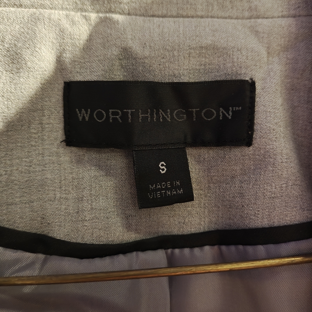 Worthington Light Gray Single-Button Tailored Bla… - image 3